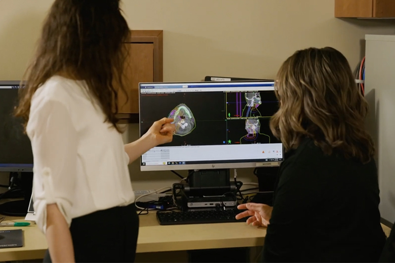 Riverside Cancer Team members reviewing imaging results