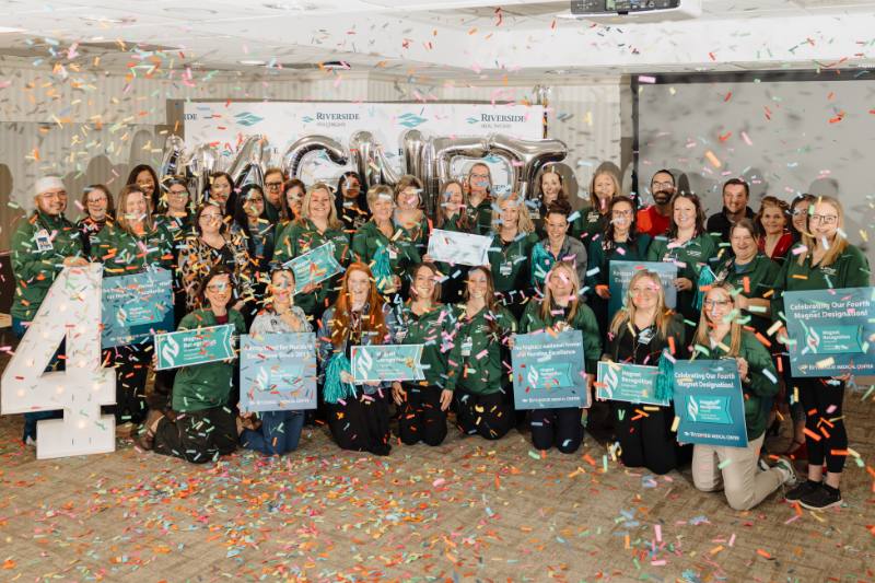 Riverside nurses celebrating the hospital's fourth Magnet designation