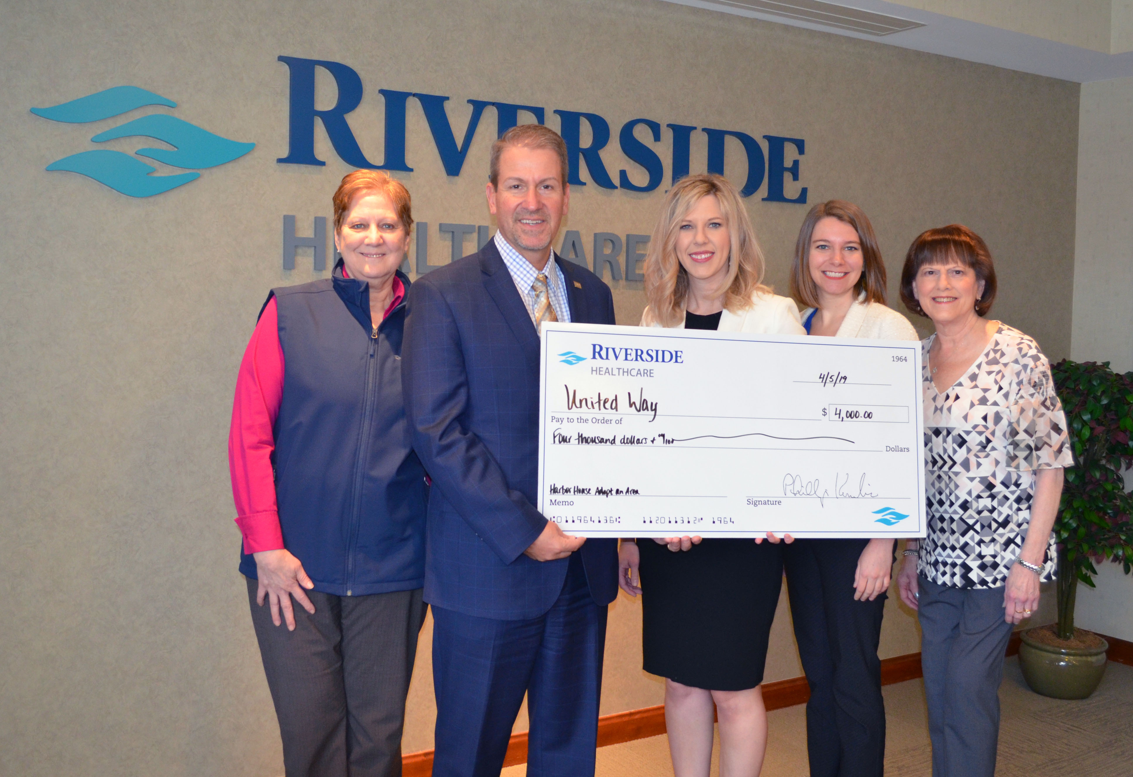 Riverside's donation will support the 2019 Adopt an Area initiative